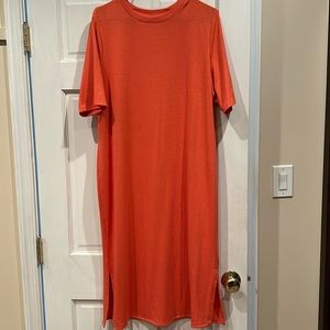 Full length orange tee shirt dress